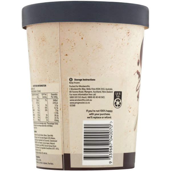 Woolworths Triple Chocolate Ice Cream Tub 1l | bunch