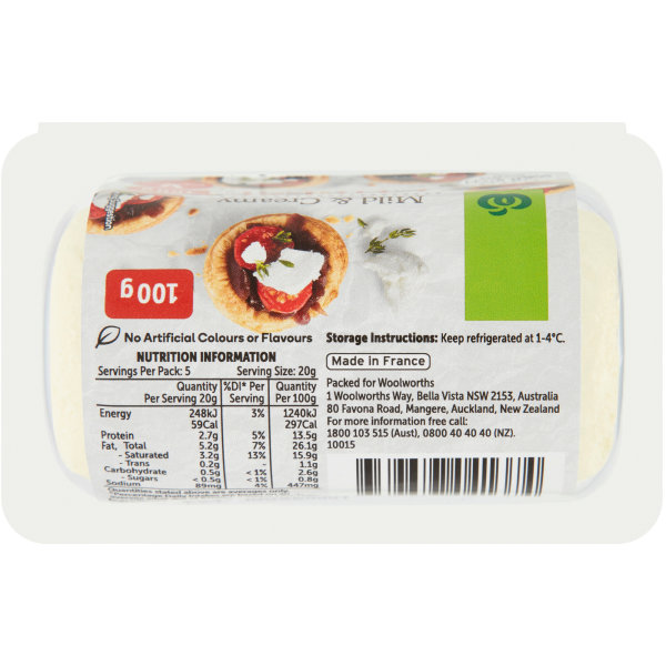 Woolworths Goats Cheese 100g bunch