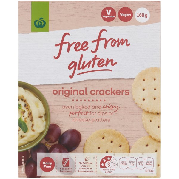 Woolworths Free From Gluten Original Crackers 160g bunch