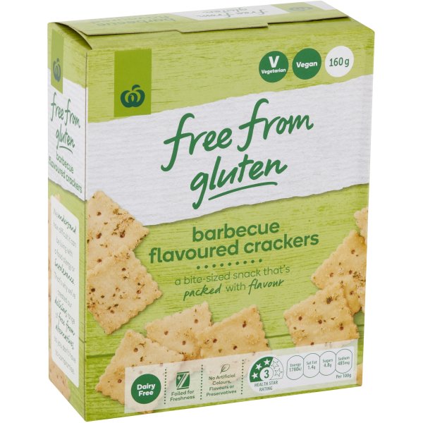 Woolworths Free From Gluten Barbecue Flavoured Crackers 160g bunch