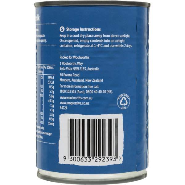 Woolworths Essentials Coconut Milk 400ml bunch