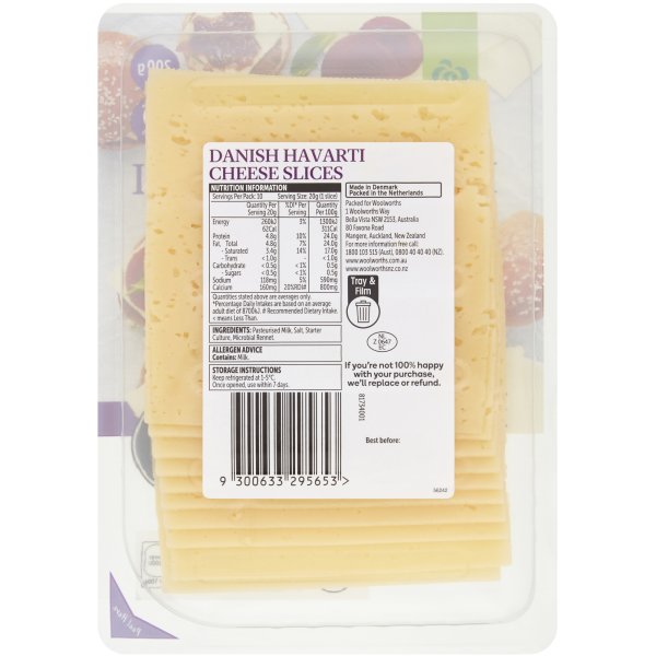 Woolworths Danish Havarti Cheese Slices 200g | bunch