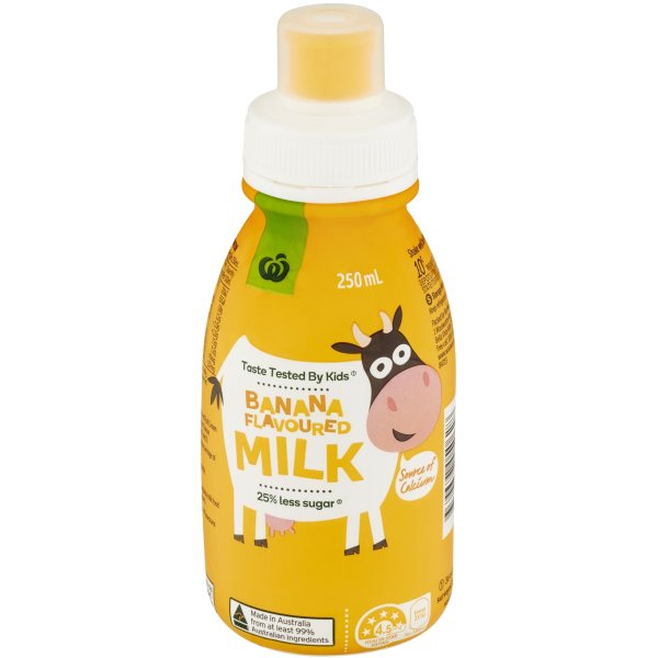 Woolworths Kids Banana Flavoured Milk 250ml | bunch