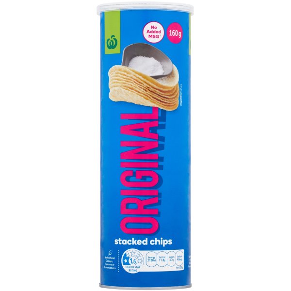 Woolworths Original Flavour Stacked Chips 160g bunch
