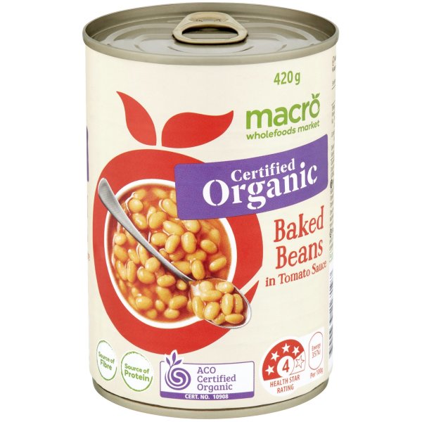 Macro Organic Baked Beans 420g bunch