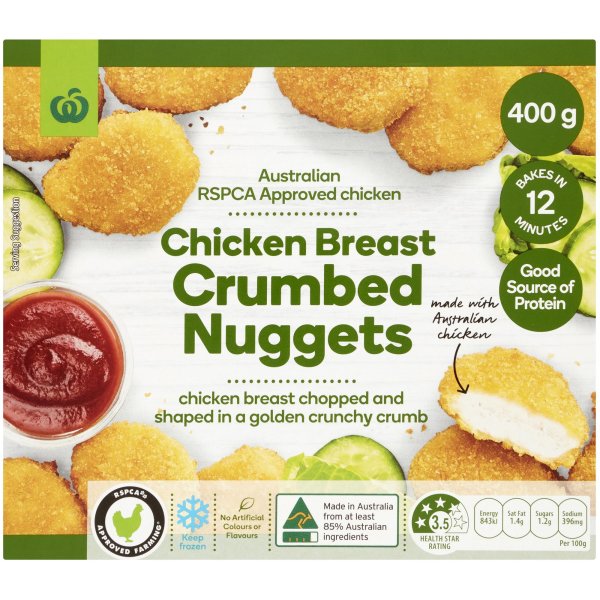 Woolworths Chicken Breast Crumbed Nuggets 400g Bunch