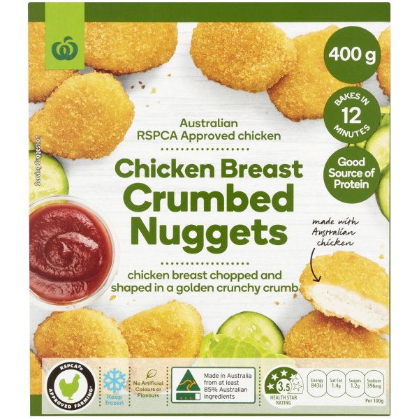 Woolworths Chicken Breast Crumbed Nuggets 400g Bunch