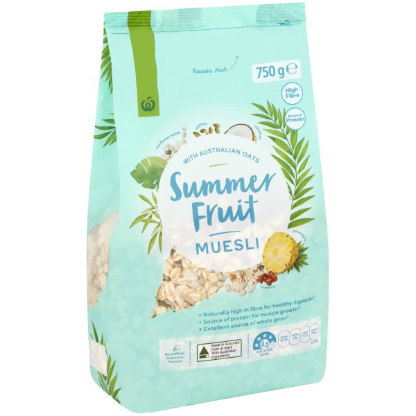 Woolworths Summer Fruit Muesli 750g bunch