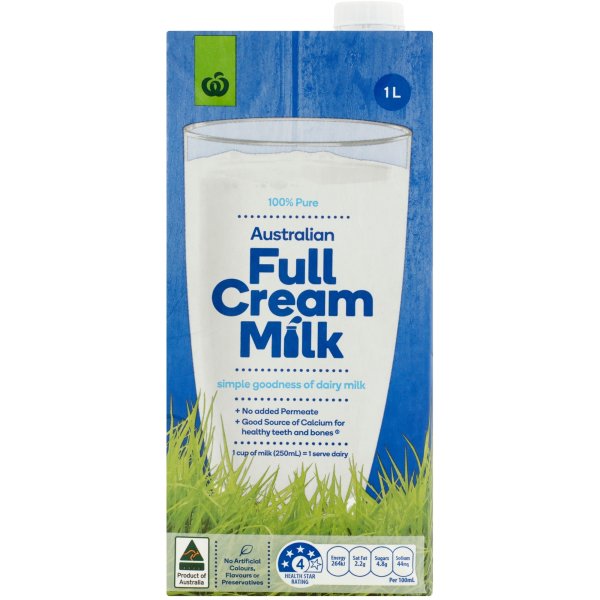 Woolworths Uht Full Cream Milk 1l bunch