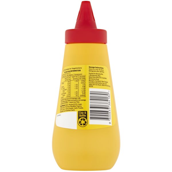 Woolworths Mild American Mustard 250g bunch