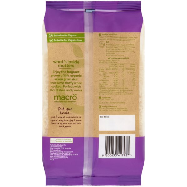Macro Organic Jasmine Rice 750g bunch