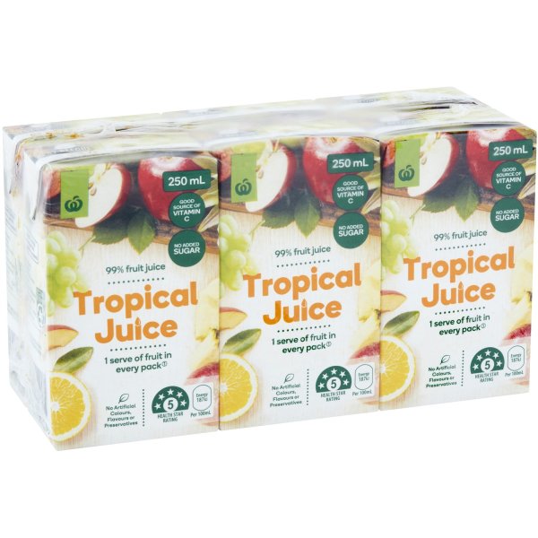 Woolworths Tropical Juice 6x250ml bunch