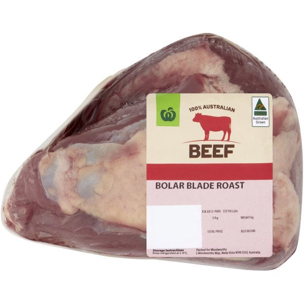 Woolworths Beef Bolar Blade Roast up to 2kg bunch