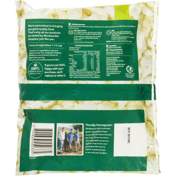 Woolworths Cauliflower Florets 500g bunch