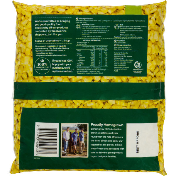 Woolworths Corn Kernels 1kg bunch