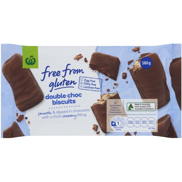 Woolworths Free From Double Choc Biscuit 160g bunch
