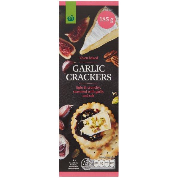 Woolworths Garlic Crackers 185g bunch