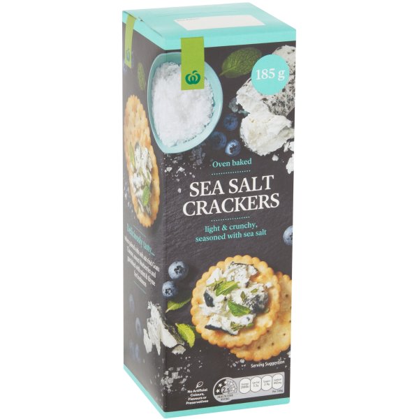 Woolworths Sea Salt Crackers 185g bunch