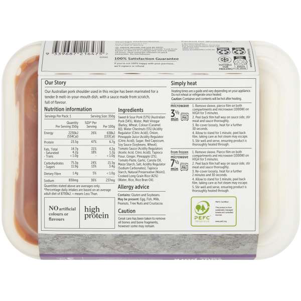 Woolworths Sweet & Sour Pork 350g bunch