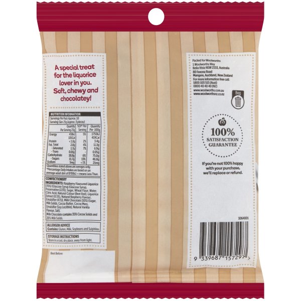 Woolworths Raspberry Flavoured Liquorice Twists 270g bunch