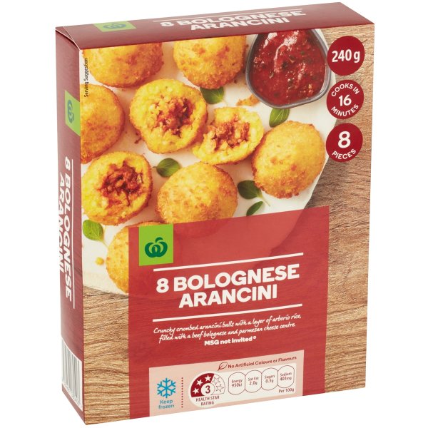 Woolworths Bolognese Arancini 8 Pack 240g bunch