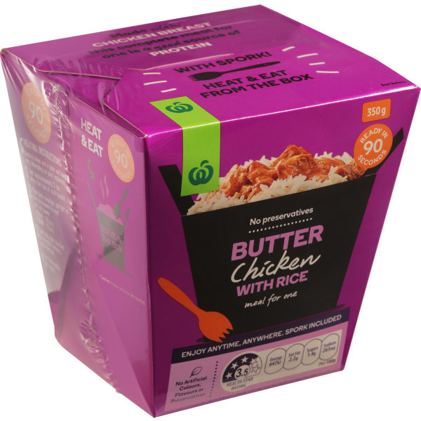 Woolworths Butter Chicken With Jasmine Rice 350g bunch