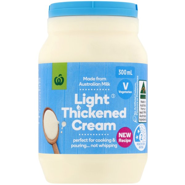 Woolworths Light Thickened Cream 300ml bunch