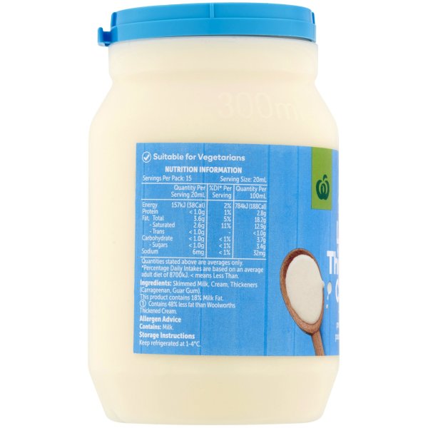 Woolworths Light Thickened Cream 300ml bunch