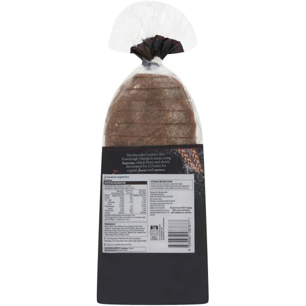 Woolworths Rustic Rye Sourdough Loaf 500g bunch
