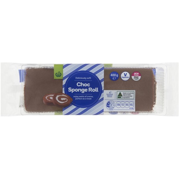Woolworths Sponge Roll Choc 400g bunch