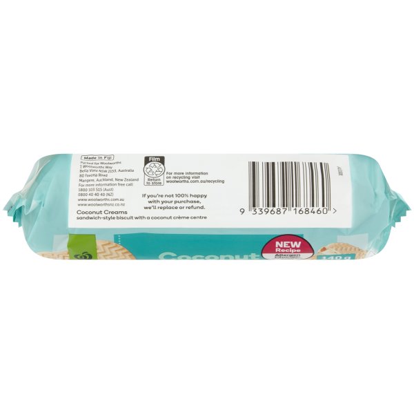 Woolworths Coconut Cream Biscuit 140g bunch