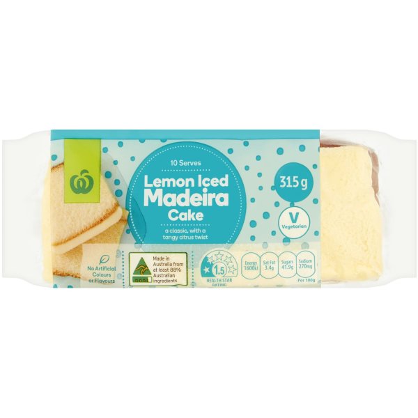 Woolworths Select Lemon Iced Madeira Cake 315g | bunch