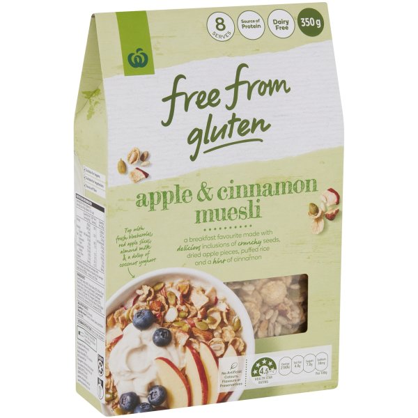 Woolworths Free From Gluten Apple & Cinnamon Muesli 350g bunch