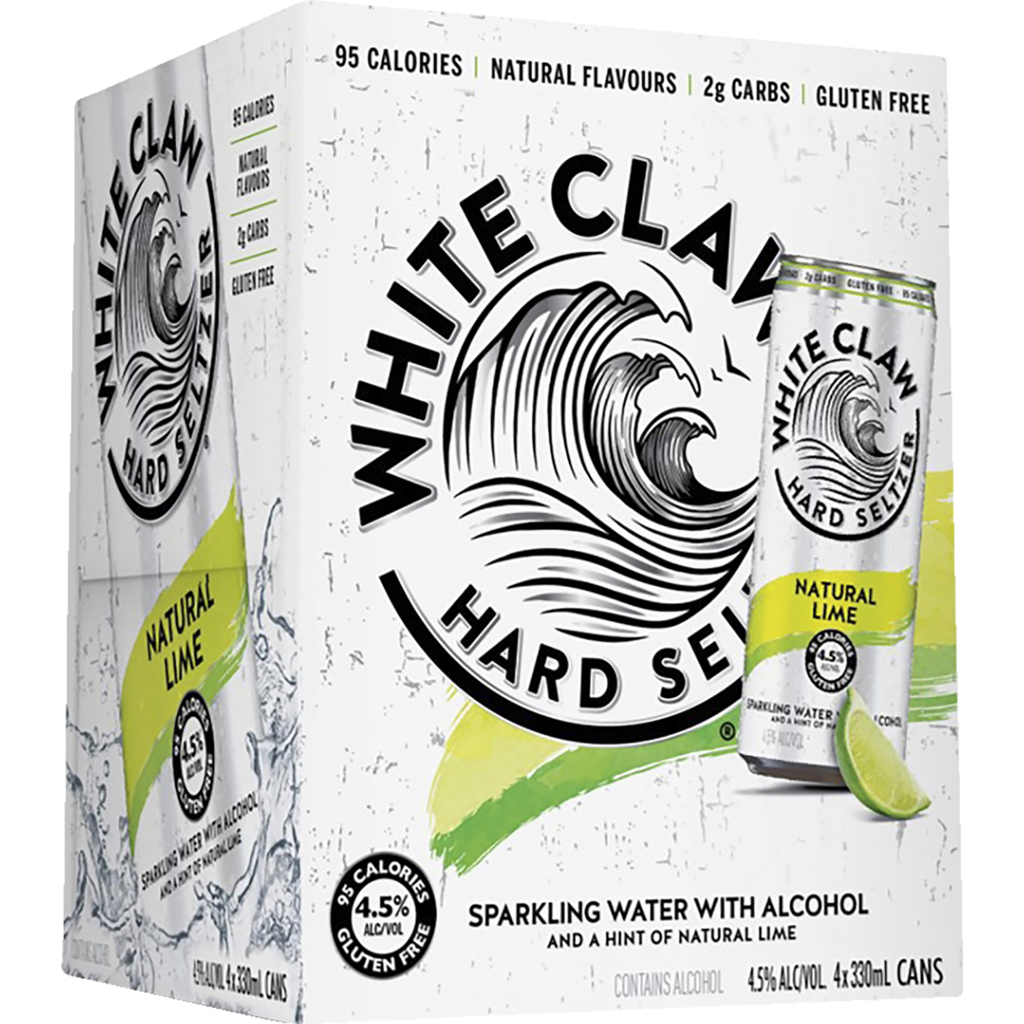 White Claw Hard Seltzer Lime Cans 330ml x4 Pack