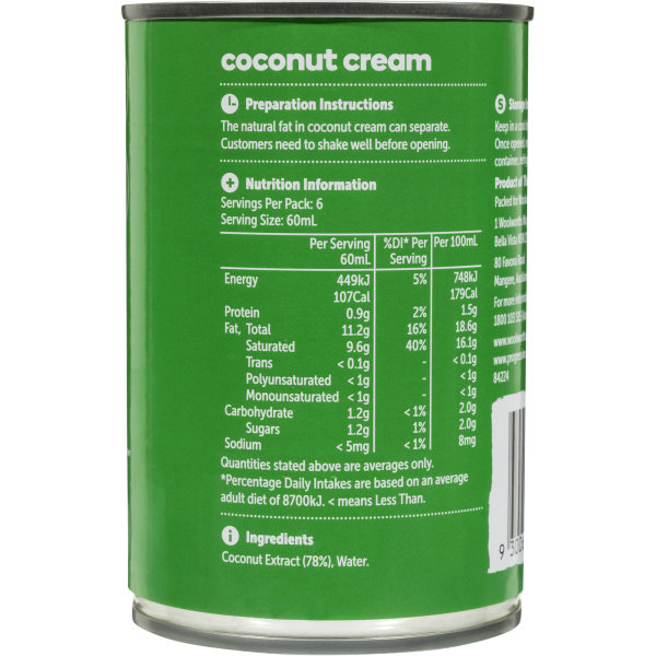 Woolworths Essentials Coconut Cream 400ml bunch