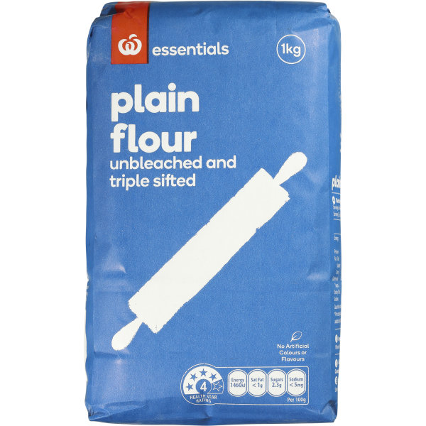 Woolworths Essentials Plain Flour 1kg bunch