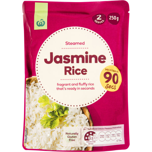 Woolworths Steamed Jasmine Rice 250g bunch