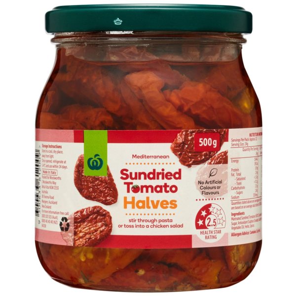 Woolworths Sundried Tomato Halves 500g bunch
