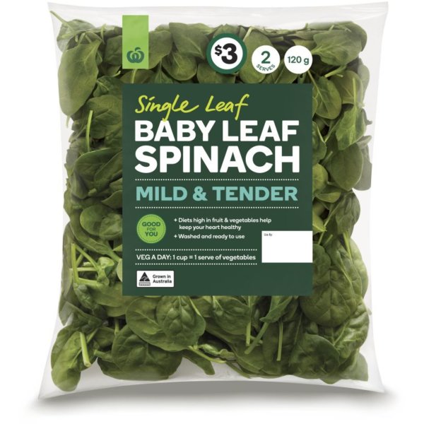 Woolworths Baby Leaf Spinach 120g bunch