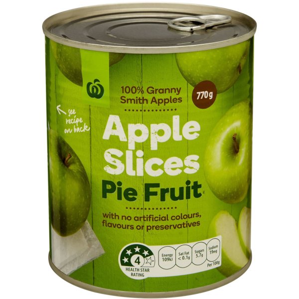 Woolworths Apple Slices Pie Fruit 770g bunch