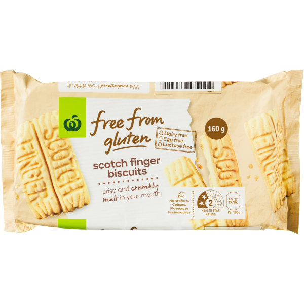 Woolworths Free From Gluten Scotch Finger Biscuits 160g bunch