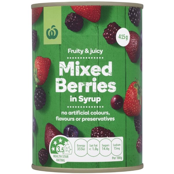 Woolworths Mixed Berries In Syrup 415g bunch