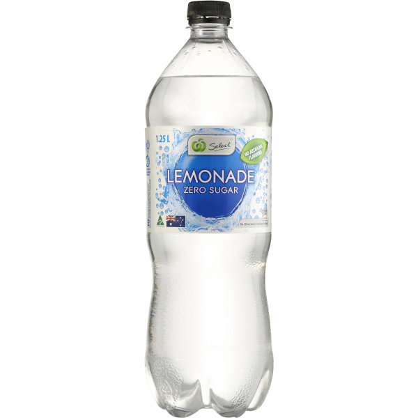Woolworths Lemonade Zero Sugar Bottle 1.25l bunch