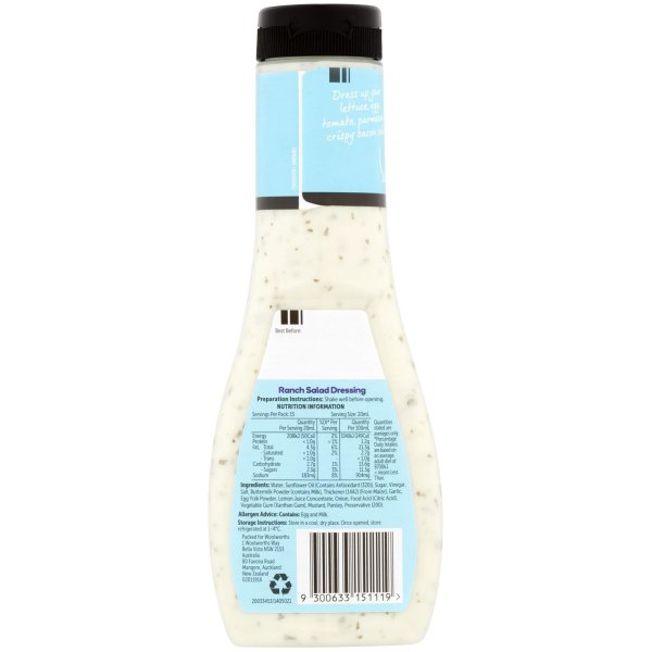 Woolworths Dressing Ranch 300ml bunch
