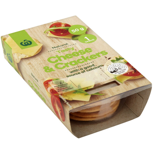 Woolworths Natural Tasty Cheese & Crackers 1pk 50g bunch