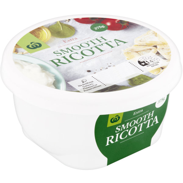Woolworths Ricotta Cheese 375g bunch
