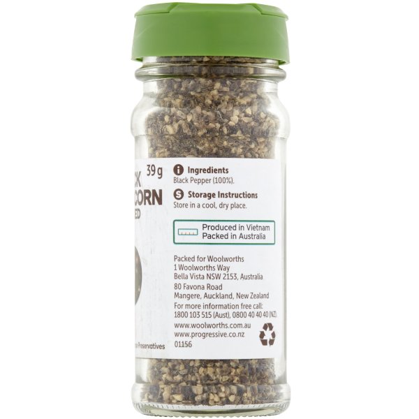 Woolworths Cracked Black Pepper 39g bunch