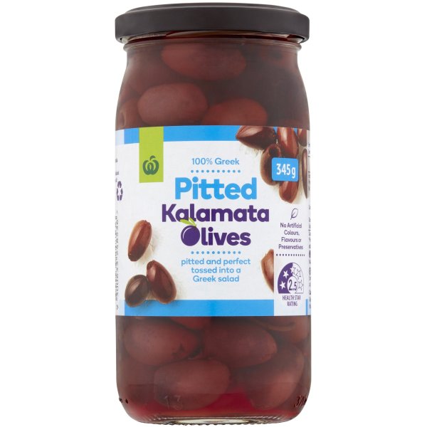 Woolworths Pitted Kalamata Olives 345g bunch