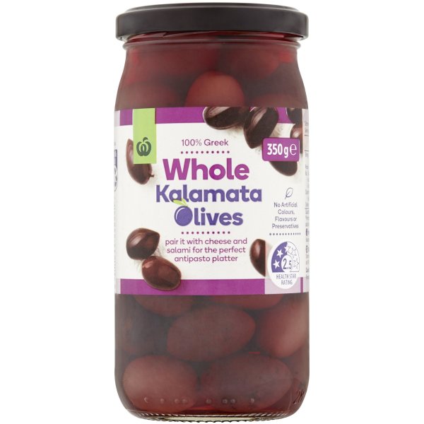 Woolworths Whole Kalamata Olives 350g bunch