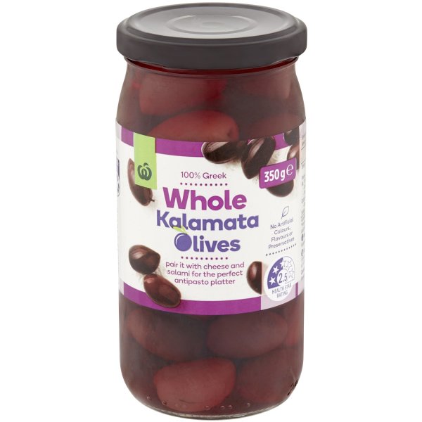Woolworths Whole Kalamata Olives 350g bunch